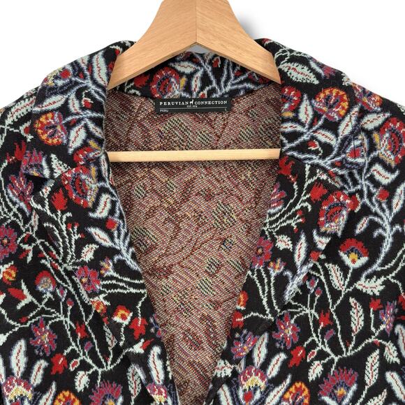 Peruvian Connection Kashmiri Floral Knit Blazer Jacket Women’s Size Large - Picture 4 of 8